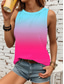 cheap Tank Tops &amp; Camis-Women&#039;s Tank Top Vest Stylish Ombre Print Sleeveless Regular Tops Crew Neck Vacation Casual Pink Sky Blue Khaki Rainbow Summer