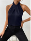 baratos Camisolas &amp; Baby Dolls de mulher-Camisola Feminina Regata Preta Branca Amarela Simples Ombros Frio Rua Moda Diária Gola Halter Ajuste Regular S