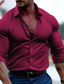 billige mænds fritidsskjorter-Herre Skjorte Button Up skjorte Casual skjorte Sort Vin Himmelblå Grøn Langærmet Vanlig Knaphul Daglig Ferierejse Tøj Mode Afslappet Bekvem