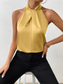 baratos Camisolas &amp; Baby Dolls de mulher-Camisola Feminina Regata Preta Branca Amarela Simples Ombros Frio Rua Moda Diária Gola Halter Ajuste Regular S