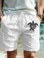 cheap Men&#039;s Shorts-Men&#039;s Shorts Summer Shorts Beach Shorts Drawstring Elastic Waist Print Animal Ocean Comfort Breathable Short Outdoor Holiday Going out Cotton Blend Hawaiian Casual Black-White White &amp; Blue