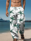 tanie lniane spodnie-Drzewo palmowe Urlop Wzór 3D Hawajskie Męskie Boczne kieszenie Druk 3D Elastyczna konstrukcja ze sznurkiem Spodnie Spodnie z prostymi nogawkami Na zewnątrz Hawajskie Święto Poliester Granatowy