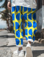 voordelige Herenbroeken in grote maten-kleurrijke holiday x designer kris geometrische kleurblokbroek voor heren, elastische broek met rechte pijpen met trekkoord