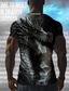 baratos T-shirt Homem estampado gráfico-dragão guardião x lu | Dragão masculino criatura mítica estilo escuro streetwear henley camiseta mangas curtas
