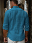 cheap Men&#039;s Linen Shirts-Men&#039;s Linen Shirt Shirt Button Up Shirt Summer Shirt White Navy Blue Blue Long Sleeve Floral Lapel Spring &amp; Summer Casual Daily Clothing Apparel Patchwork