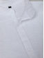 tanie męskie koszule casual-Męskie Koszula lniana koszula Zapinana na guziki koszula Letnia koszula Koszula plażowa Czarny Biały Niebieski Krótki rękaw Równina Stójka Lato Codzienny Hawajskie Odzież