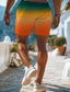 cheap Graphic Shorts-Men&#039;s Sweat Shorts Beach Shorts Terry Shorts Drawstring Elastic Waist 3D Print Gradient Breathable Soft Short Daily Holiday Streetwear Casual Athleisure Orange Brown Micro-elastic