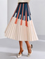 cheap Graphic Skirts-Women&#039;s Skirt A Line Midi High Waist Skirts Ruched Pleated Print Color Block Abstract Date Spring, Fall, Winter, Summer Elegant Fashion Black And White Blue and White Navy Apricot