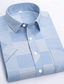 Χαμηλού Κόστους Επίσημα πουκάμισα-Ανδρικά Πουκάμισο Επίσημο Πουκάμισο Μπλε Απαλό Μπλε Σκούρο μπλε Κοντομάνικο Ριγέ Απορρίπτω Άνοιξη &amp; Χειμώνας Γάμου Γραφείο &amp; Καριέρα Ρούχα Στάμπα
