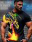 billige Grafisk T-skjorte til herrer-dragevokter x lu | menns branndrage for menn mytisk skapning streetwear t-skjorte i mørk stil med korte ermer