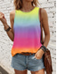 cheap Tank Tops &amp; Camis-Women&#039;s Tank Top Vest Stylish Ombre Print Sleeveless Regular Tops Crew Neck Vacation Casual Pink Sky Blue Khaki Rainbow Summer