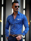 cheap Men&#039;s Casual Shirts-Men&#039;s Shirt Button Up Shirt Casual Shirt Summer Shirt Blue Long Sleeve Stripes Lapel Daily Vacation Front Pocket Clothing Apparel Fashion Casual Comfortable