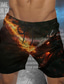 billiga grafiska shorts-drakväktare x lu | brädshorts för män, mytisk varelse med branddrake i mörk stil