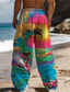 abordables Bas pour hommes grandes tailles-Homme Hawaïen Surf Pantalon 3D effet Pantalon droit Taille médiale Taille élastique avec cordon de serrage Extérieur Plein Air Vacances Eté Printemps Automne Confortable Micro-élastique