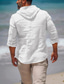 cheap Men&#039;s Linen Shirts-Men&#039;s Linen Shirt Shirt Summer Shirt Black White Green Long Sleeve Plain Hooded Spring &amp; Summer Casual Daily Clothing Apparel Pocket