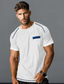 preiswerte Lässige T-Shirts für Herren-Herren T Shirt Waffel-Shirt Feste Farbe Rundhalsausschnitt Normal Kurzarm Vordertasche Bekleidung Täglich Sport Designer