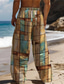 cheap Casual Pants-Men&#039;s Hawaiian Plaid Pants 3D Print Straight Leg Trousers Mid Waist Drawstring Elastic Waist Outdoor Street Holiday Summer Spring Fall Relaxed Fit