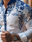 رخيصةأون قمصان رجالية مطبوعة-ورق عمل يومي رجالي قمصان مطبوعة ارتداء للعمل مناسب للبس اليومي ملابس الشارع للربيع والصيف طوي كم طويل أصفر, أزرق S, M, L 4-طريقة سترتش النسيج قميص