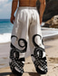 tanie lniane spodnie-Męskie Hawajskie Ośmiornica Spodnie Druk 3D Spodnie z prostą nogawką Średni Talia Elastyczna talia ze sznurkiem Na zewnątrz Ulica Święto Lato Wiosna Jesień Lekko luźna Średnio elastyczny