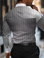رخيصةأون قمصان رجالية مطبوعة-شريط عمل يومي رجالي قمصان مطبوعة شارع ارتداء للعمل مناسب للبس اليومي للربيع والصيف طوي كم طويل أسود S, M, L 4-طريقة سترتش النسيج قميص