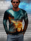 voordelige Mannen grafische Tshirt-drakenbeschermer x lu | Heren 3D-draak mythisch wezen donkere stijl streetwear t-shirt met lange mouwen
