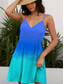cheap Tie Dye&amp;Gradient Dress-Women&#039;s Mini Dress Petite Dress Sundress Summer Dress Slip Dress Tropical Hawaiian Sexy Vacation Beach Swimming Regular Fit Ombre Color Gradient Sleeveless V Neck Spaghetti Strap Blue