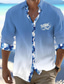 cheap Men&#039;s Printed Shirts-Carefree Interlude X Joshua Jo Men&#039;s Gradient Turtle Printed Vacation Long Sleeve Shirts