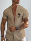cheap Men&#039;s Printed Shirts-Palm Tree Men&#039;s Resort Hawaiian 3D Printed Shirt Holiday Daily Wear Vacation Summer Standing Collar Short Sleeves Blue Green Khaki S M L Polyester Shirt