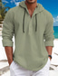 cheap Men&#039;s Casual Shirts-Men&#039;s Shirt Linen Shirt Summer Shirt Beach Shirt White Blue Brown Long Sleeve Plain Hooded Spring &amp; Summer Casual Daily Clothing Apparel