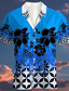 halpa Havaiji-paidat-Ombre Kukka Geometrinen Muoti Havaijilainen Suunnittelija Miesten Havaiji paita Leirin paita Graafinen paita ulko- Katu Kausaliteetti Kesä Sänkyjen avaus Lyhythihainen Keltainen Sininen Oranssi S M L
