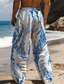 abordables Pantalones de talla grande para hombre-Hombre Hawaiano Hoja Pantalones Impresión 3D Pantalones rectos Media cintura Cintura elástica con cordón. Exterior Calle Festivos Verano Primavera Otoño Moldura de Relajación Microelástico