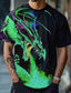billiga Grafisk T-shirt för män-drakväktare x lu | mäns mäns branddrake mytisk varelse streetwear t-shirt i mörk stil med korta ärmar