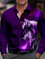 cheap Men&#039;s Printed Shirts-Wolf Men&#039;s Fashion Casual 3D Printed Shirt Outdoor Street Vacation Spring &amp; Summer Turndown Long Sleeve Purple S M L 4-Way Stretch Fabric Shirt