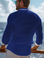 preiswerte Bedruckte Herrenhemden-Streifen Palme Hawaiianisch Resort Herren Bedruckte Hemden Strasse Urlaub Strand Frühling Sommer Umlegekragen Langarm Königliches Blau S, M, L 4-Wege-Stretchgewebe Hemd