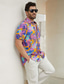 Недорогие Гавайские рубашки-Мужская рубашка из искусственного шелка, повседневная рубашка с листом, тропическая гавайская модная повседневная рубашка, рубашка на пуговицах, повседневная гавайская рубашка для отпуска, летняя с лацканами, с коротким рукавом, фиолетовая