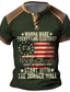 halpa Miesten T-paidat graafisella kuviolla-Kuvitettu Amerikan lippu 1776 Muoti Retro / vintage Klassinen Miesten 3D-tulostus T-paita Henley-paita Urheilu ja ulkoilu Pyhäpäivä Bile T-paita Musta Armeijan vihreä Tumman sininen Lyhythihainen