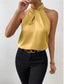 baratos Camisolas &amp; Baby Dolls de mulher-Camisola Feminina Regata Preta Branca Amarela Simples Ombros Frio Rua Moda Diária Gola Halter Ajuste Regular S