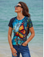 cheap Animals tee-Women&#039;s T shirt Round Neck Stained Glass Hummingbird Print Short Sleeve Fitted Top Artistic Vibrant Casual Summer Wear Comfortable Fashion Clothing Apparel
