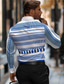cheap Men&#039;s Printed Shirts-Stripe Geometry Men&#039;s Business Casual 3D Printed Shirt Street Wear to work Daily Wear Spring &amp; Summer Turndown Long Sleeve Blue Purple S M L 4-Way Stretch Fabric Shirt
