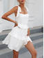 cheap White Graduation Dresses-Women&#039;s Mini Dress White Dress Graduation Dress Casual Dress Summer Dress Streetwear Vacation Street Holiday Loose Fit Sleeveless Strap Black White Summer