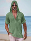 cheap Men&#039;s Linen Shirts-Men&#039;s Linen Shirt Shirt Summer Shirt Black White Green Long Sleeve Plain Hooded Spring &amp; Summer Casual Daily Clothing Apparel Pocket