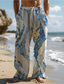 cheap Men&#039;s Plus Size Bottoms-Men&#039;s Hawaiian Pants 3D Print Straight Leg Trousers Mid Waist Drawstring Elastic Waist Outdoor Street Holiday Summer Spring Fall Relaxed Fit Micro-elastic