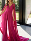 cheap Mom&#039;s Jumpsuits-Jumpsuit / Pantsuit Mother of the Bride  Formal Wedding Guest Elegant Vintage V Neck Floor Length Detachable Chiffon Sleeveless with Pleats Solid Color free custom size