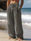 preiswerte Leinenhose-Anker-bedruckte Herren-Baumwoll-Leinen-Hose, Vintage-Hose, Seitentaschen, elastisches Kordelzug-Design, mittlere Taille, für den täglichen Gebrauch im Freien