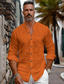 cheap Men&#039;s Linen Shirts-Men&#039;s Linen Shirt Shirt Button Up Shirt Summer Shirt White Blue Orange Long Sleeve Plain Band Collar Spring &amp; Summer Casual Daily Clothing Apparel