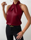 baratos Camisolas &amp; Baby Dolls de mulher-Camisola Feminina Regata Preta Branca Amarela Simples Ombros Frio Rua Moda Diária Gola Halter Ajuste Regular S