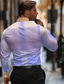 cheap Men&#039;s Printed Shirts-Plaid / Check Men&#039;s Business Casual 3D Printed Shirt Street Wear to work Daily Wear Spring &amp; Summer Turndown Long Sleeve Purple S M L 4-Way Stretch Fabric Shirt