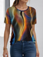 cheap Animals tee-Women&#039;s T shirt Round Neck Stained Glass Hummingbird Print Short Sleeve Fitted Top Artistic Vibrant Casual Summer Wear Comfortable Fashion Clothing Apparel