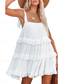 cheap White Graduation Dresses-Women&#039;s Mini Dress White Dress Graduation Dress Casual Dress Summer Dress Streetwear Vacation Street Holiday Loose Fit Sleeveless Strap Black White Summer
