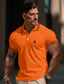 billiga klassisk polo-Herr POLO Shirt Golftröja Ledigt Helgdag Kavajslag Kortärmad Mode Grundläggande Färgblock Lejon Lappverk Sommar Normal Orange POLO Shirt